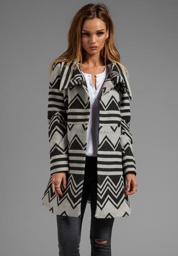 Jack By Bb Dakota Emilia Charley Stripe Wool Blend Coat In Black