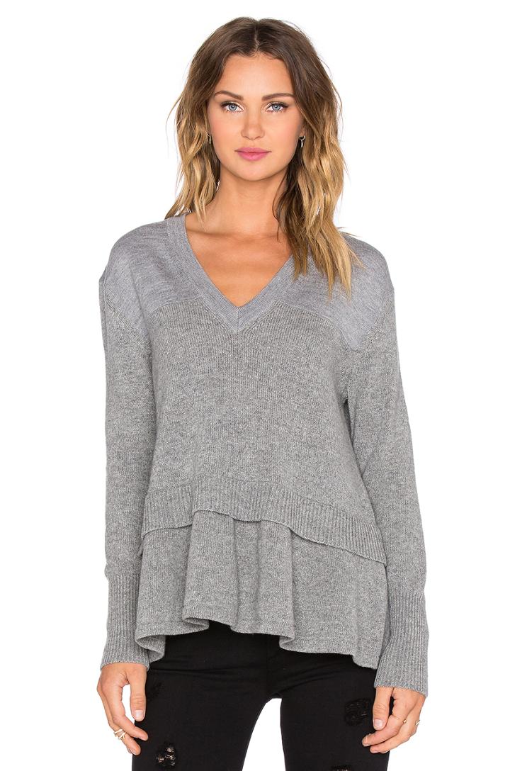 Contrast Basic V Neck Sweater