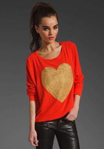 Wildfox Couture Exclusive Gold Sparkle Heart In Red