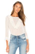 Ruffle Neck Embroidered Top In Ivory