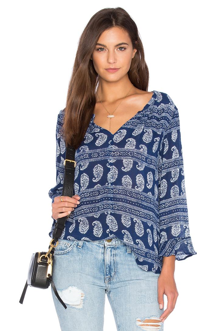 Selda Sheer Printed Gauze Button Down