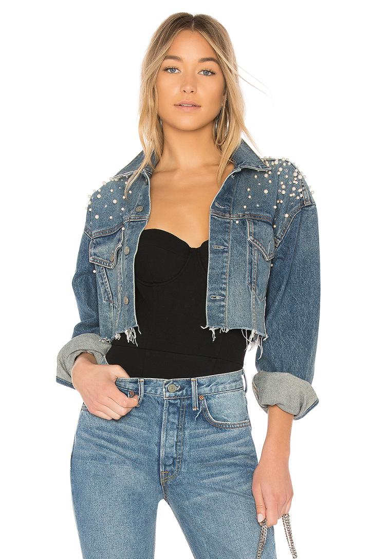 Eve Embellished Cropped Boyfriend Trucker Jacket