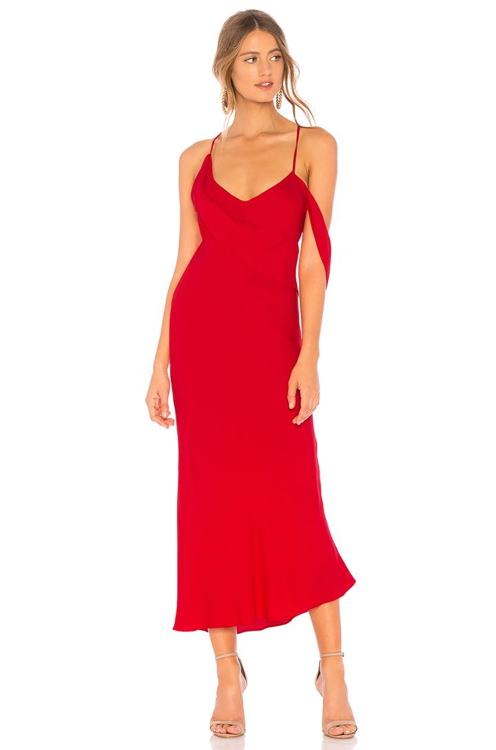 X Revolve Draped Cowl Midi Dress