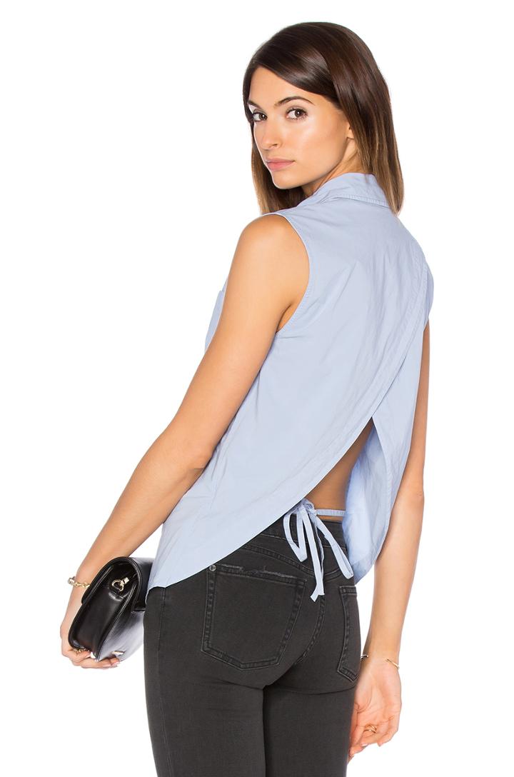 Sleeveless Back Overlap Shirt