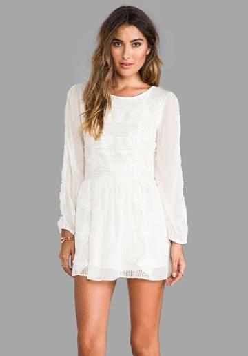 Free People Leigh Long Sleeve Lace Dress In Ivory