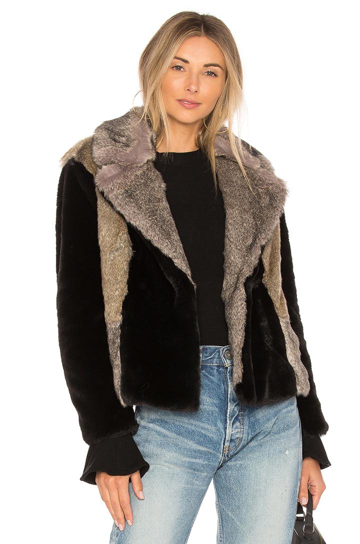 Patched Faux Fur Jacket