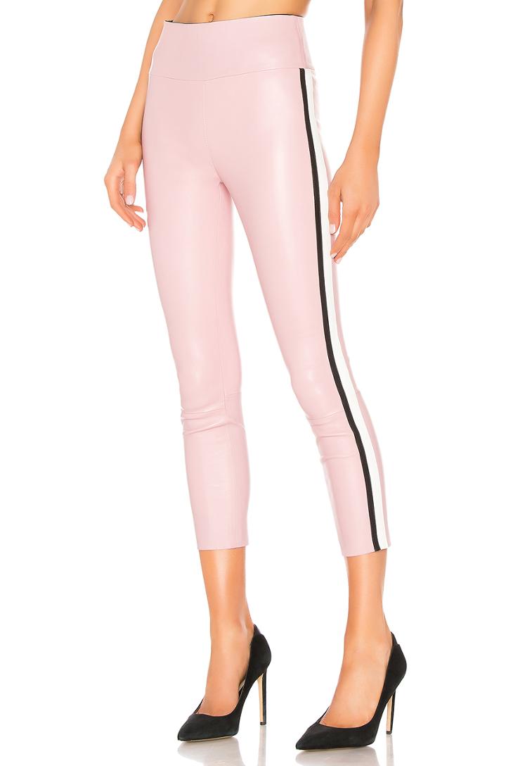 Athletic Stripe Capri Leather Legging