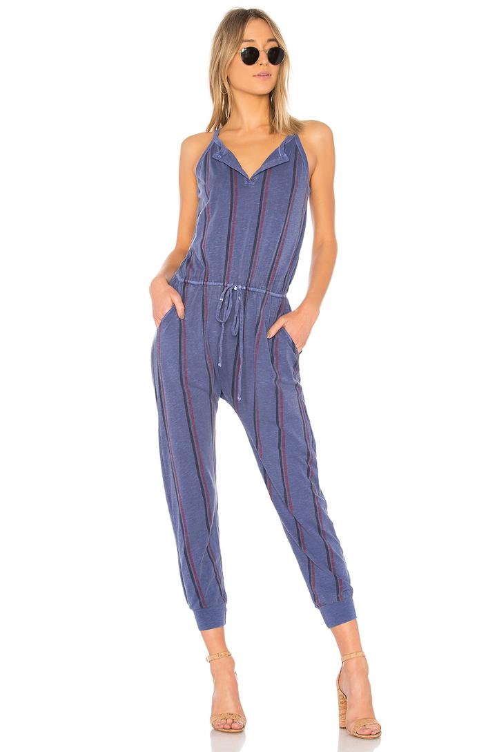 Striped Henley Jumpsuit