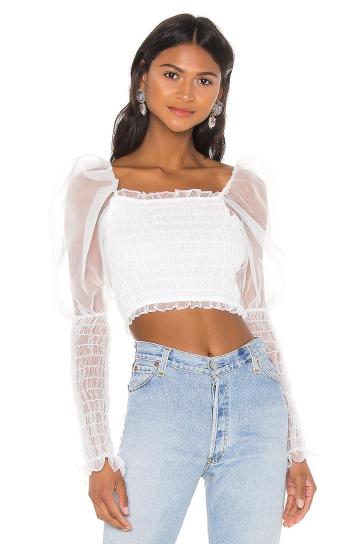 X Revolve Volume Sleeve Smocked Blouse