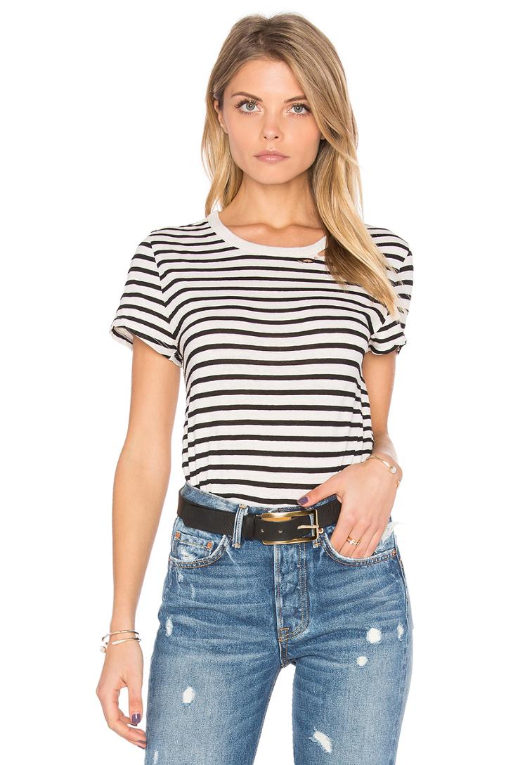 Short Sleeve Slash Crew Neck Tee
