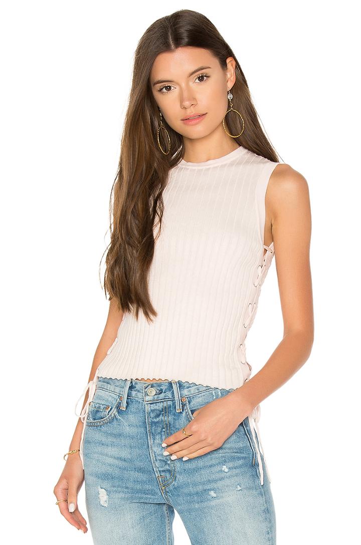 Rib Side Lace Up Sweater