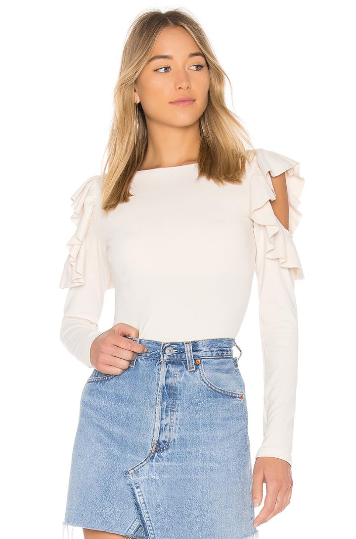 Ruffle Cold Shoulder Top
