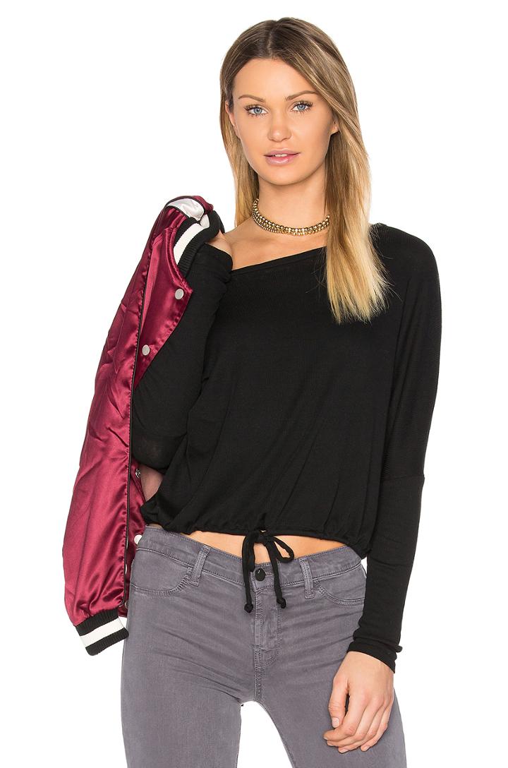 Oversized Drawstring Ribbed Tee