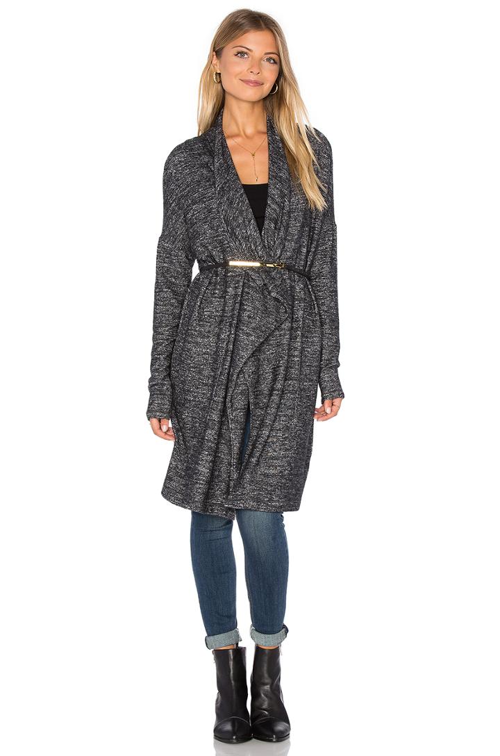 Dejavu Long Sleeve Front Draped Cardigan