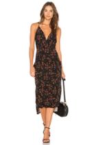 Midi Faux Wrap Dress In Black Multi