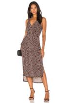 Midi Faux Wrap Dress In Black Olive