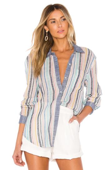 X Gray Malin Stripe Button Down Top