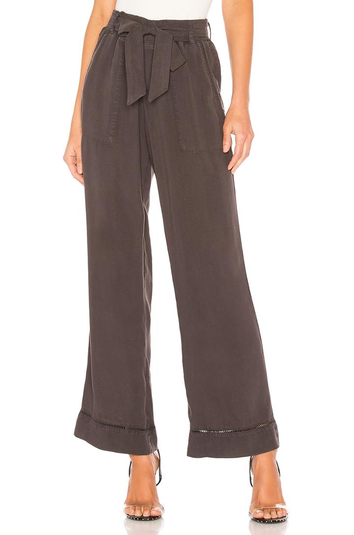 Trimmed Belted Wide Leg Pant