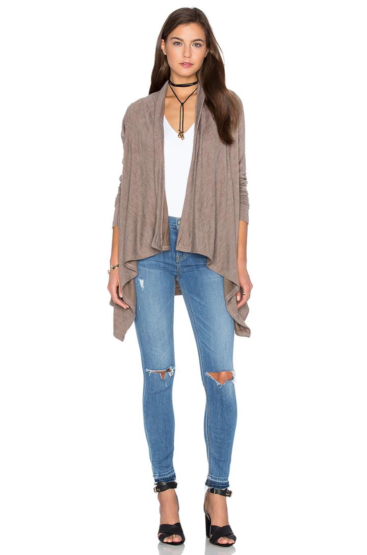 Fine Woolen Jersey Long Sleeve Wrap Cardigan