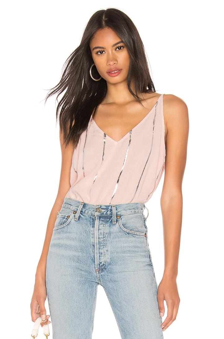 Stripe Stamped V Neck Cami