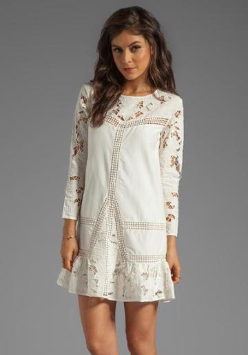 Juicy Couture Romantic Lace Dress In Ivory