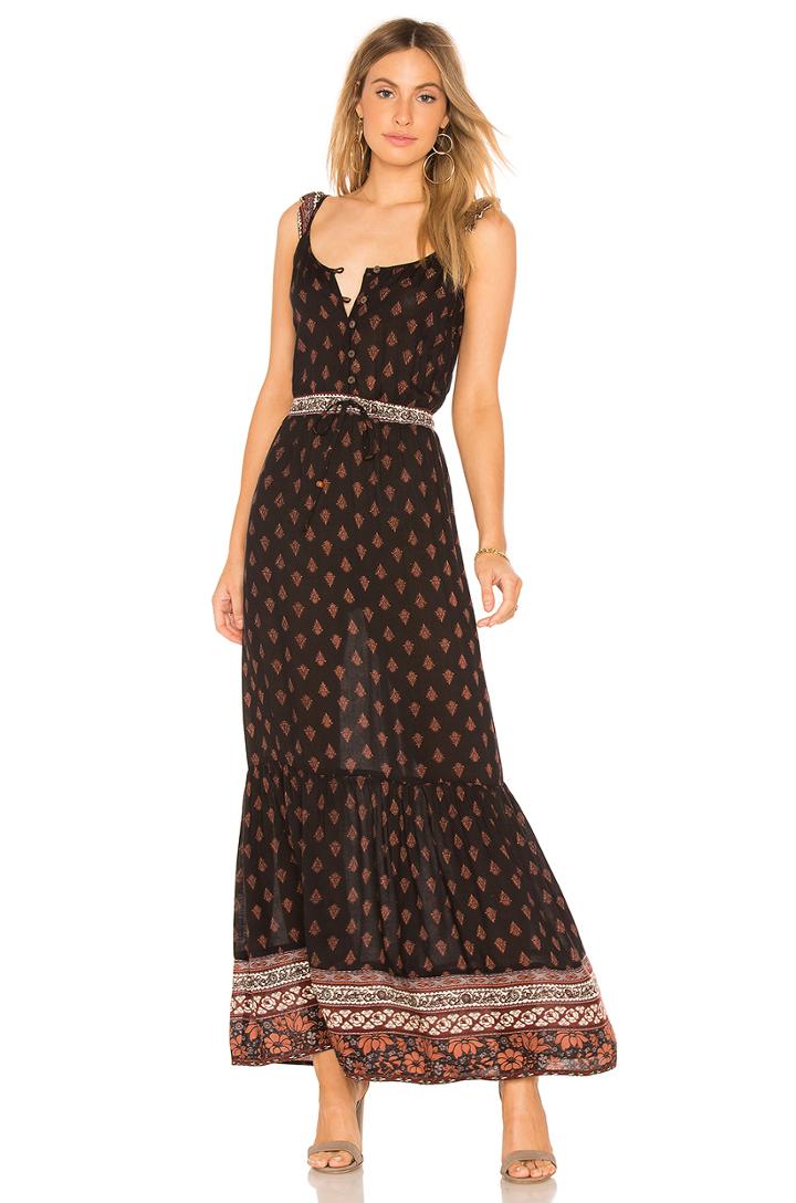 Nocturnal Daze Ruffle Sleeve Maxi In Black