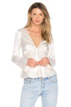 Silk Tie Front Long Sleeve Top
