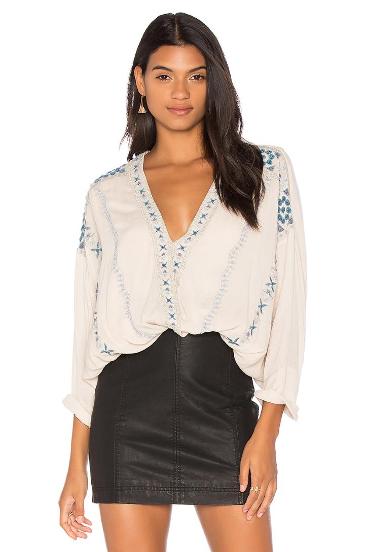 Crescent Moon Embroidered Blouse
