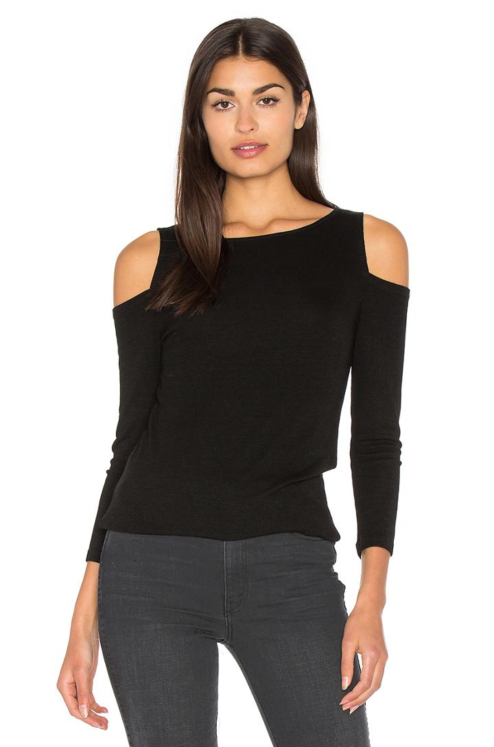 2x1 Rib 3/4 Sleeve Cold Shoulder Top