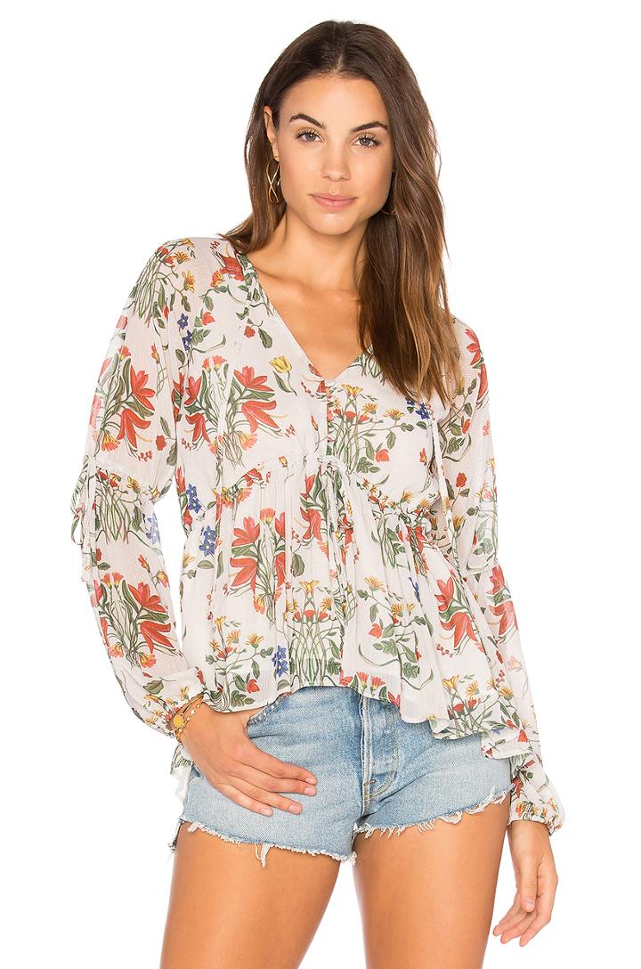 Button Front Baby Doll Blouse