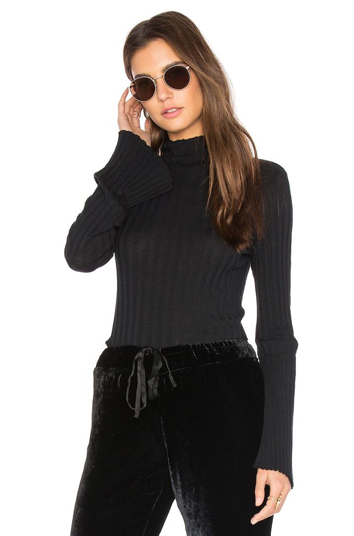 Cashmere Rib Mock Neck Tee