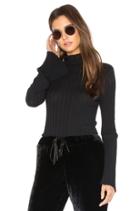 Cashmere Rib Mock Neck Tee