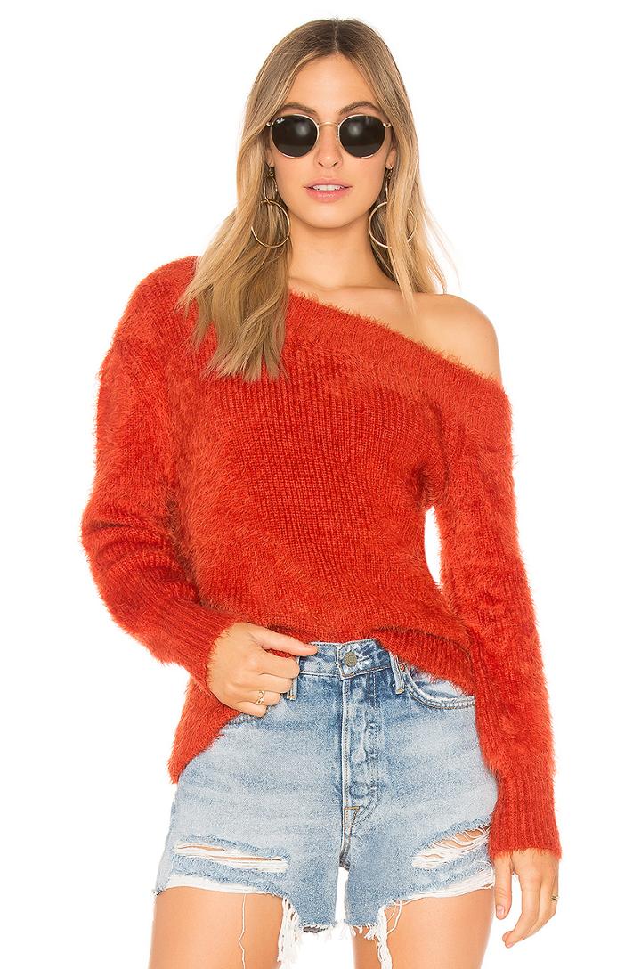 Fluffy Off The Shoulder Knit Sweater