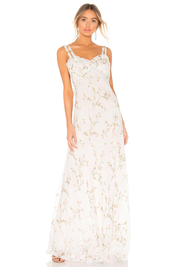 Velvet Trim Maxi Dress