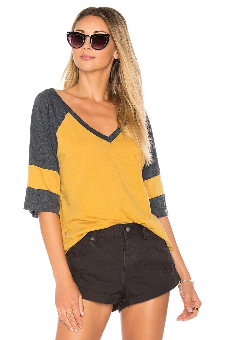 Blocked Jersey V Neck Tee