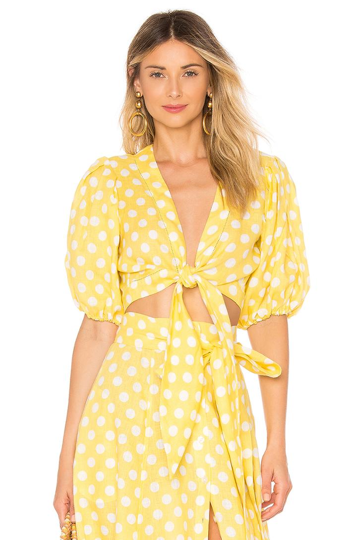 Pouf Linen Tie Blouse