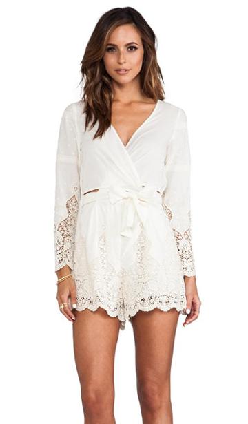 Zimmermann Keeper Broidery Wrap Playsuit In Cream