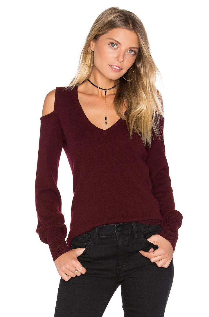 Cold Shoulder V Neck Sweater