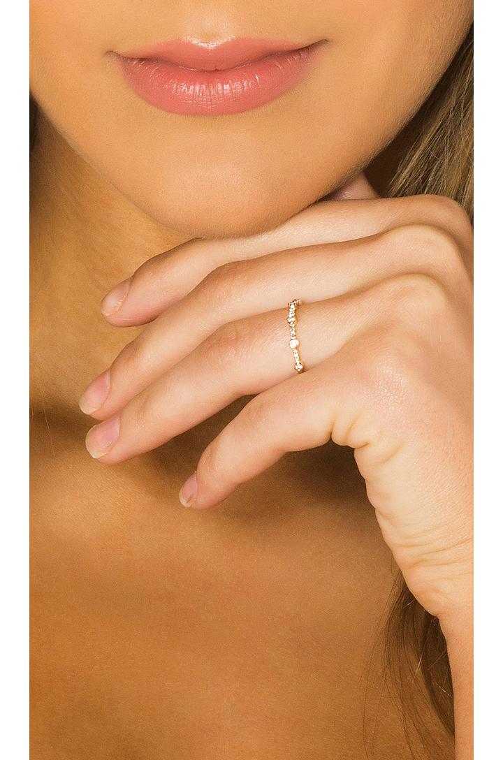 14k 5 Diamond Bezel Stack Ring