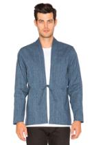 Kimono Shirt Indigo Speckle Dye Basketweave
