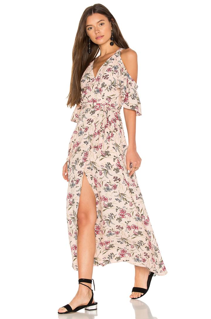 Cold Shoulder Maxi Wrap Dress