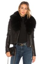 Yoana Leather Jacket  With Raccoon Fur