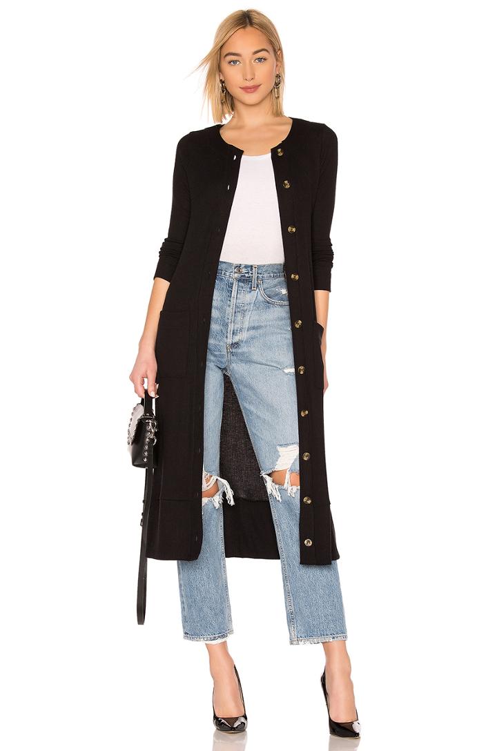 Long Sleeve Button Front Duster With Pockets