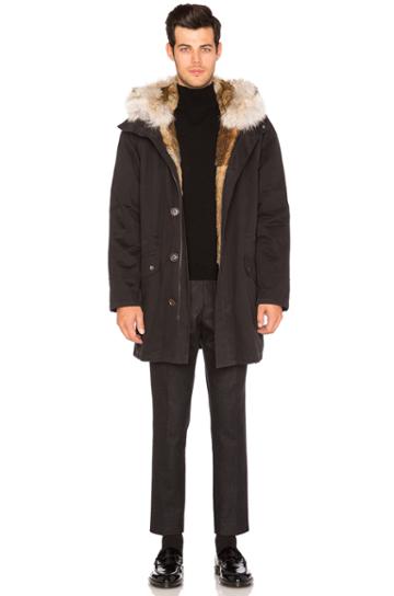 Twill Parka With Natural Rabbit And Coyote Fur