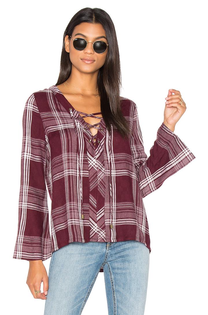 Lace Up Bell Sleeve Top