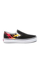 Classic Slip On Flames In Black & Black & True White