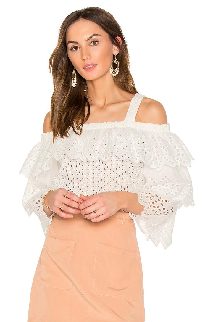 Cold Shoulder Top With Tiered Sleeves