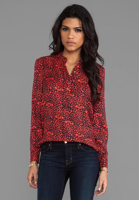 Juicy Couture Printed Satin Shirting In Red