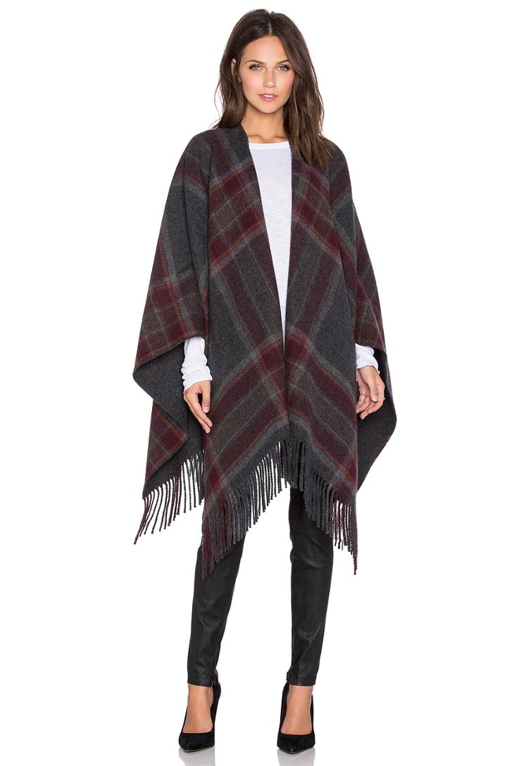 Saiome Plaid Poncho