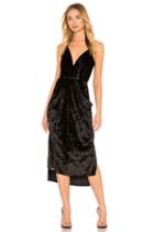 Midi Faux Wrap Dress In Black